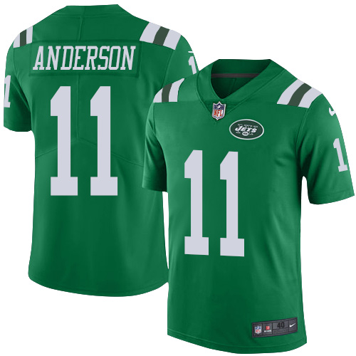 Men's Elite Robby Anderson Nike Jersey Green - #11 Rush NFL New York Jets